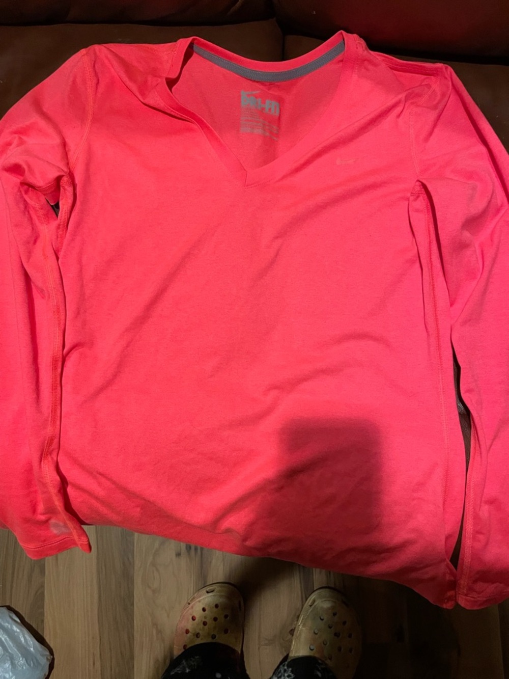 Nike Women's Long Sleeve V-Neck Top - Bright Pink